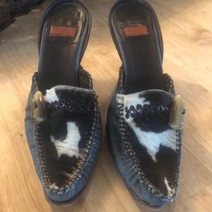 Goffredo Fantini Denim, cow leather mule sz 8 1/2